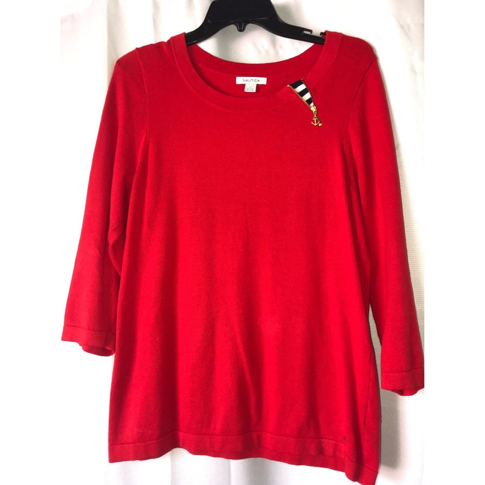 Nautica Red 3/4 sleeve top